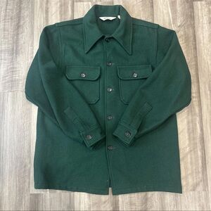 VINTAGE Woolrich Men's Medium Green Wool/Nylon Button-Up Shirt Jacket